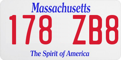 MA license plate 178ZB8