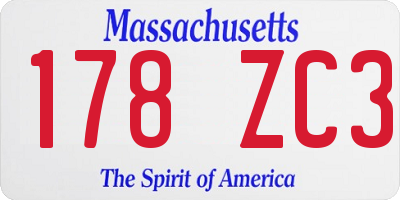 MA license plate 178ZC3