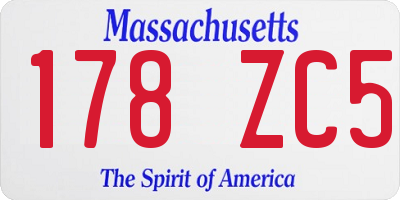 MA license plate 178ZC5
