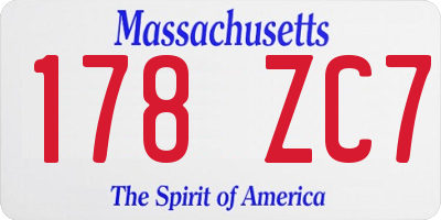MA license plate 178ZC7