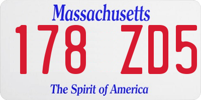MA license plate 178ZD5