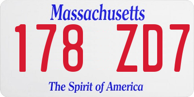 MA license plate 178ZD7