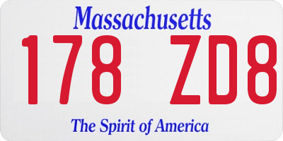 MA license plate 178ZD8