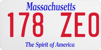 MA license plate 178ZE0