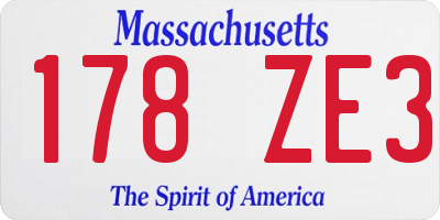 MA license plate 178ZE3