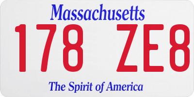 MA license plate 178ZE8