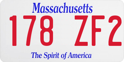 MA license plate 178ZF2