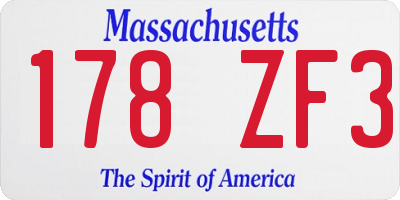 MA license plate 178ZF3
