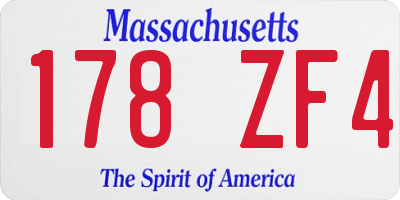 MA license plate 178ZF4