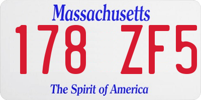 MA license plate 178ZF5