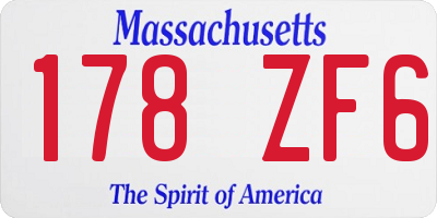 MA license plate 178ZF6