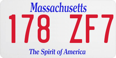 MA license plate 178ZF7