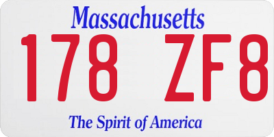 MA license plate 178ZF8