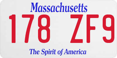 MA license plate 178ZF9