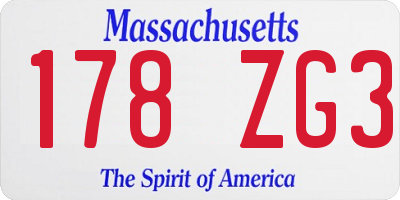 MA license plate 178ZG3