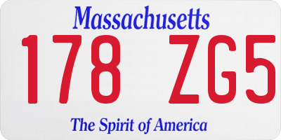 MA license plate 178ZG5