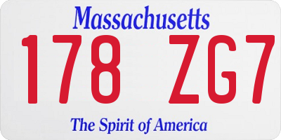 MA license plate 178ZG7