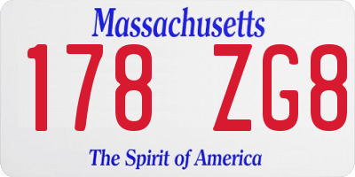 MA license plate 178ZG8