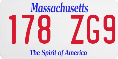 MA license plate 178ZG9