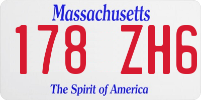 MA license plate 178ZH6