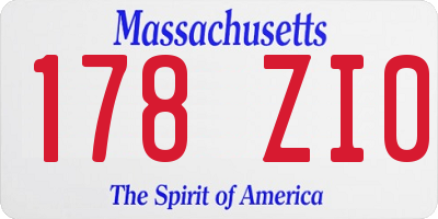 MA license plate 178ZI0