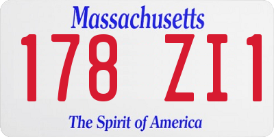MA license plate 178ZI1