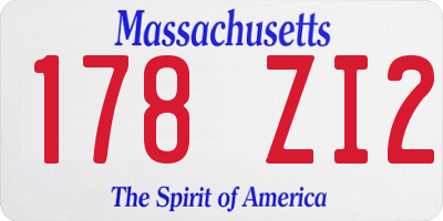 MA license plate 178ZI2
