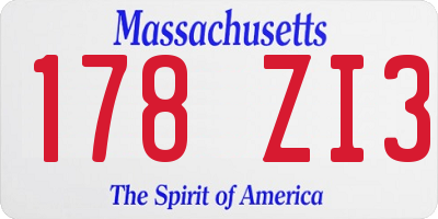 MA license plate 178ZI3
