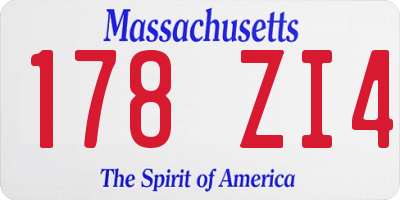 MA license plate 178ZI4