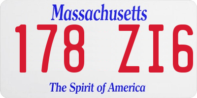 MA license plate 178ZI6