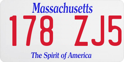 MA license plate 178ZJ5