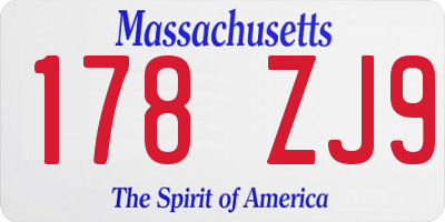 MA license plate 178ZJ9