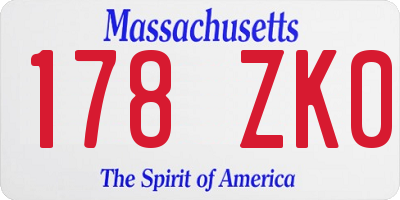 MA license plate 178ZK0