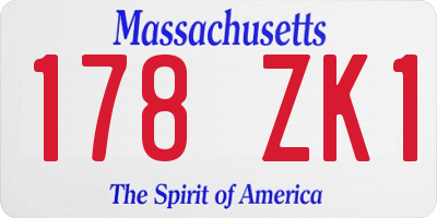 MA license plate 178ZK1
