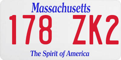 MA license plate 178ZK2