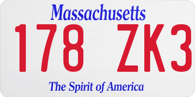 MA license plate 178ZK3