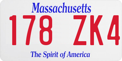 MA license plate 178ZK4