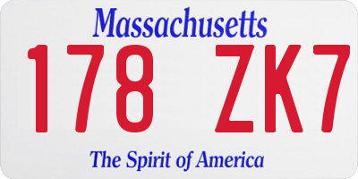 MA license plate 178ZK7