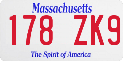 MA license plate 178ZK9