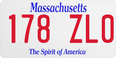MA license plate 178ZL0