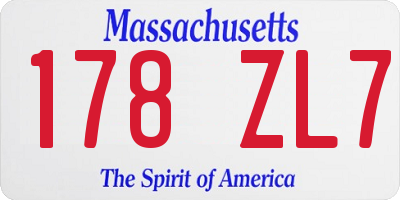 MA license plate 178ZL7