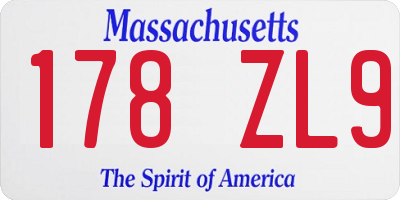 MA license plate 178ZL9