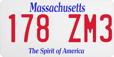 MA license plate 178ZM3