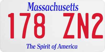 MA license plate 178ZN2