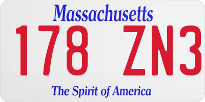 MA license plate 178ZN3