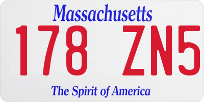 MA license plate 178ZN5