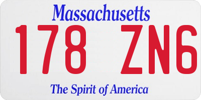 MA license plate 178ZN6