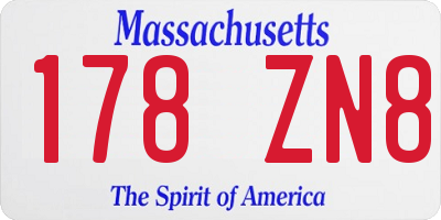 MA license plate 178ZN8