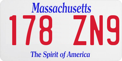 MA license plate 178ZN9