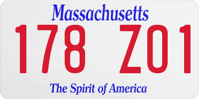 MA license plate 178ZO1